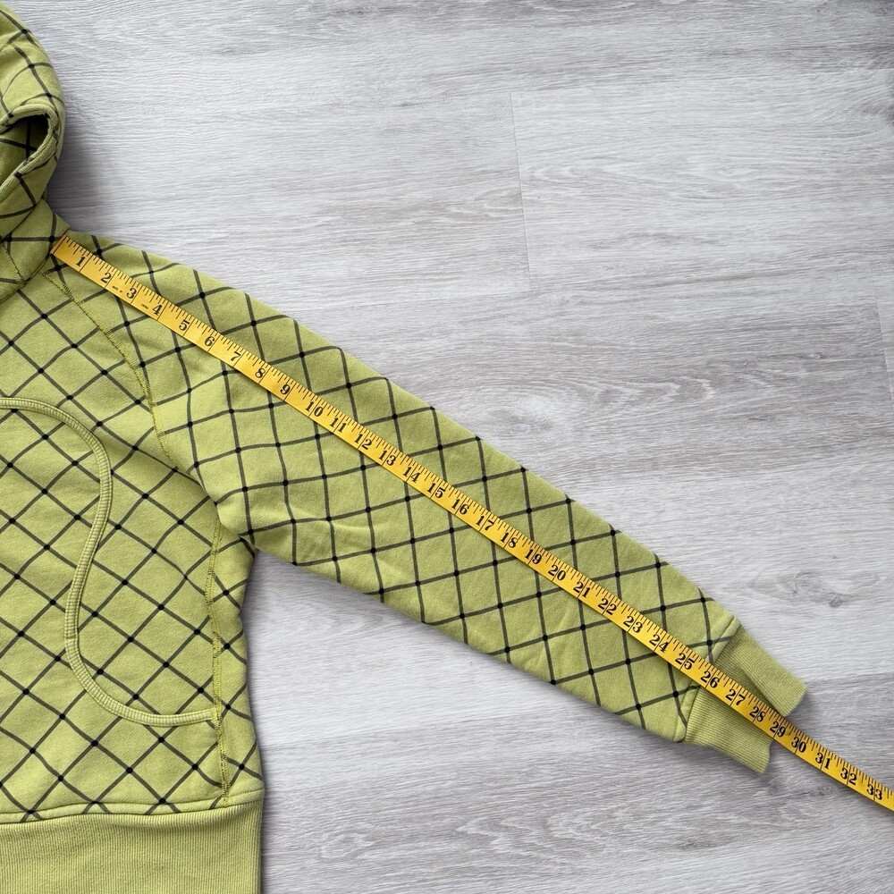 Lululemon LIMITED EDITION Scuba Hoodie Zip Up Lime Green Diamond Grid Size 10/12 - Picture 10 of 10